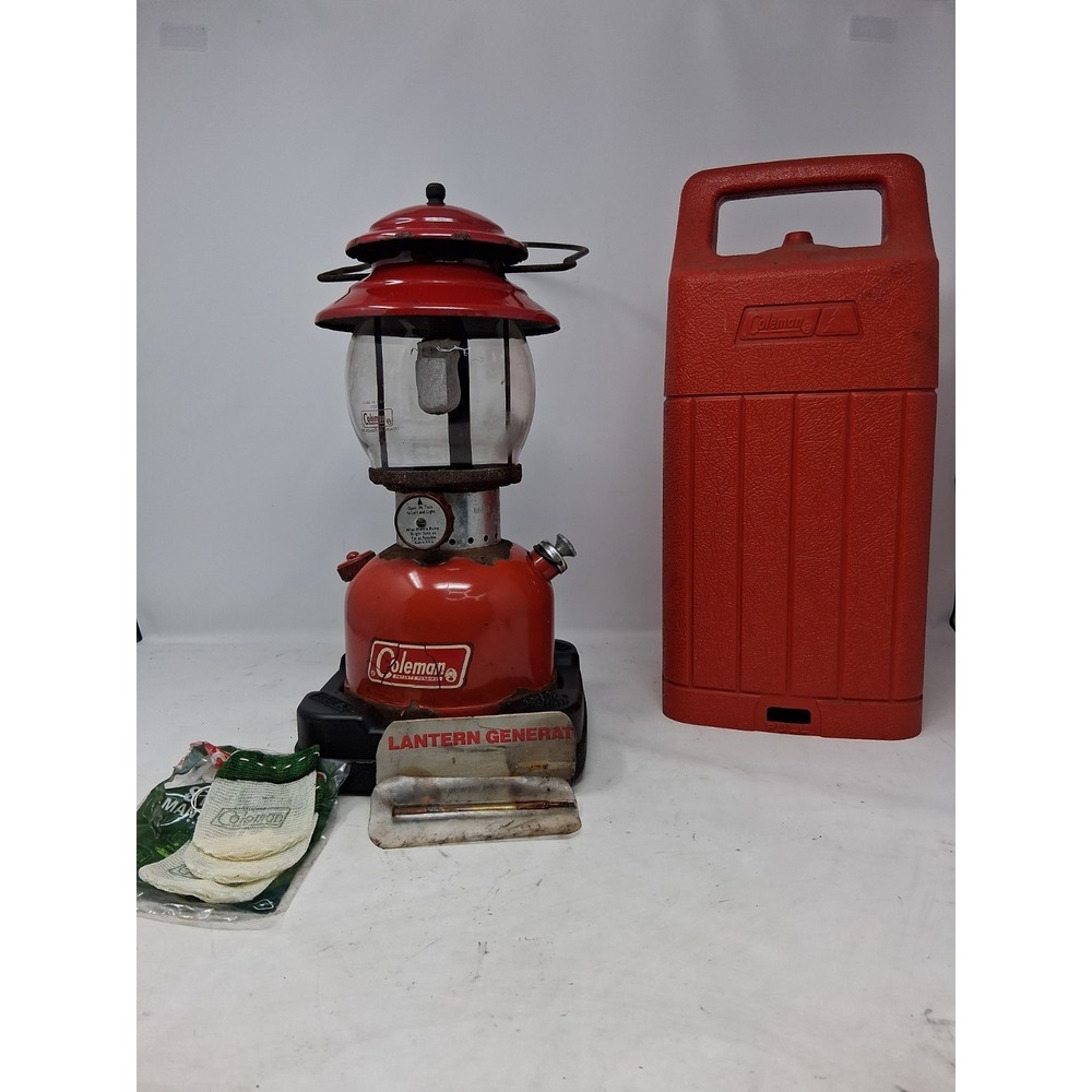 Coleman Red  1967 Single Mantel Lantern Model 200A, Plus A Original Coleman Case